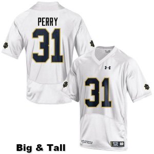 Notre Dame Fighting Irish Men's Spencer Perry #31 White Under Armour Authentic Stitched Big & Tall College NCAA Football Jersey CKO5499QZ